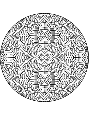 Trippy Mandala With Stars Coloring Page